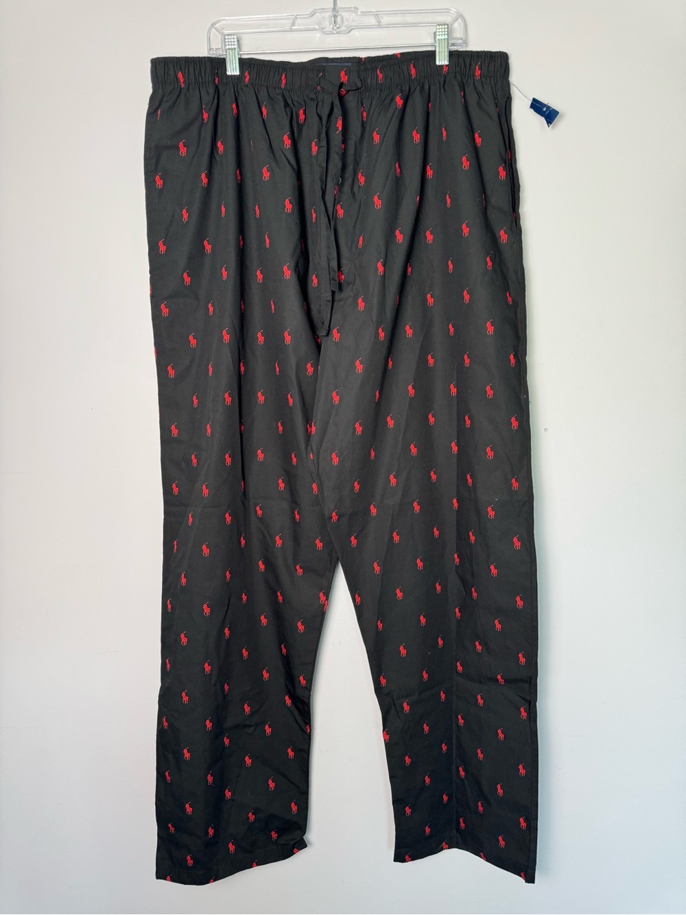 Polo Ralph Lauren Black Red Pony Print Cotton Lounge PJ Pants Men's 1X/1XL Tall